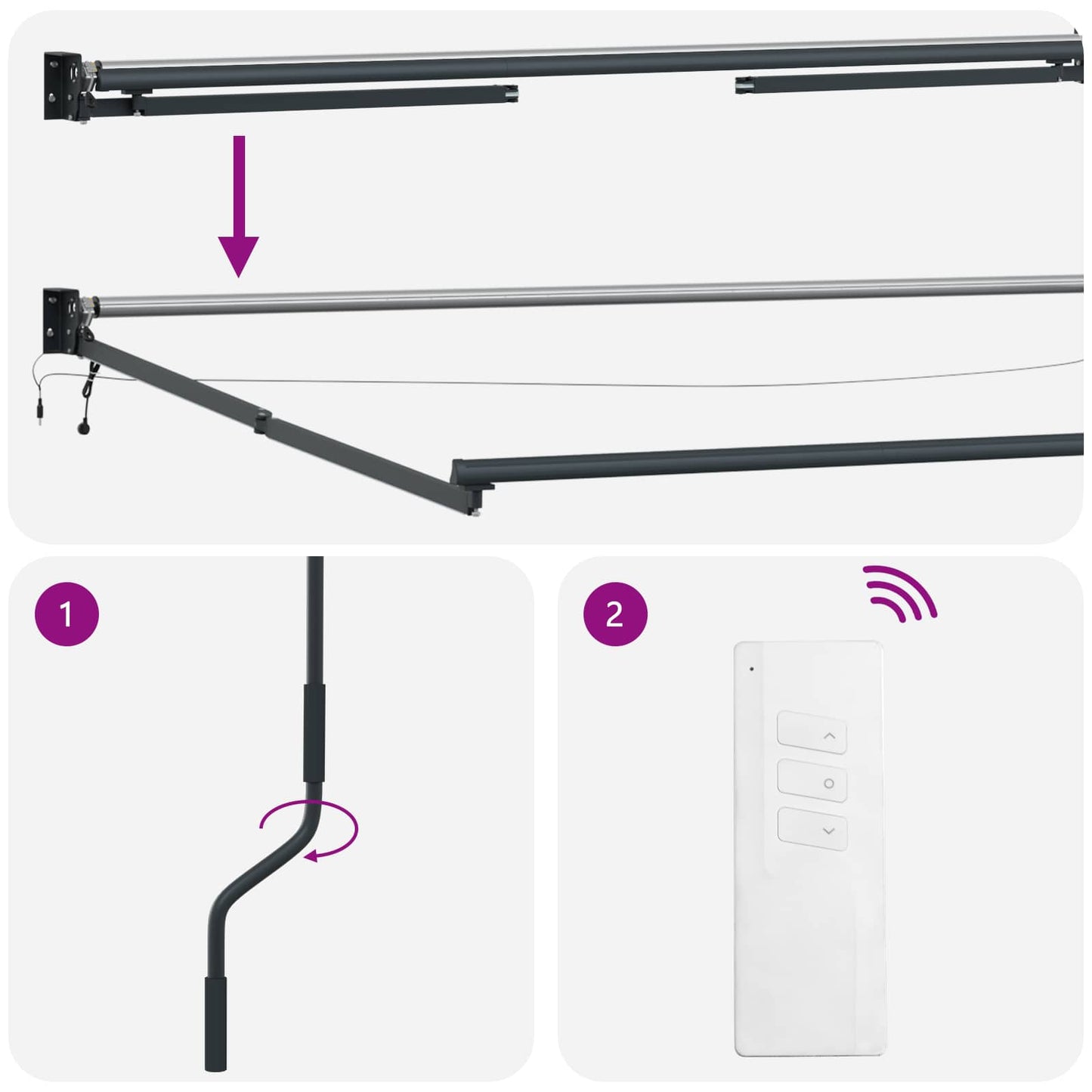 vidaXL Electric Retractable Awning Green, White and Anthracite 5 x 3 m