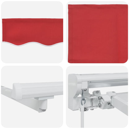vidaXL Manual Retractable Awning Red 3 x 2.5 m