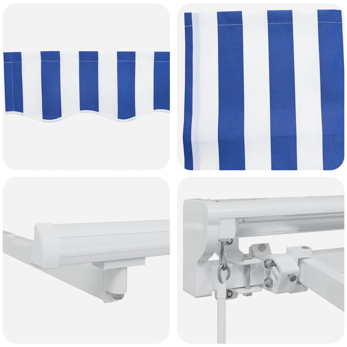 vidaXL Manual Retractable Awning Blue and White 4 x 3 m