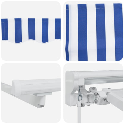 vidaXL Manual Retractable Awning Blue and White 4 x 3 m