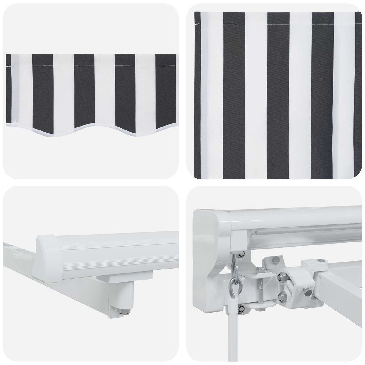 vidaXL Manual Retractable Awning Anthracite and White 4 x 3 m