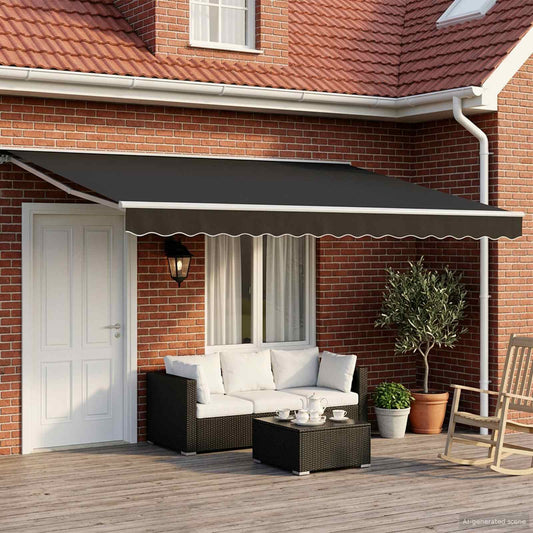 vidaXL Manual Retractable Awning Black 4 x 3 m
