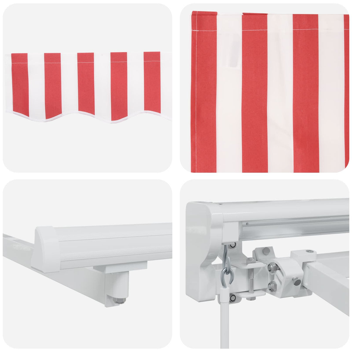 vidaXL Manual Retractable Awning Red and White 4.5 x 3 m