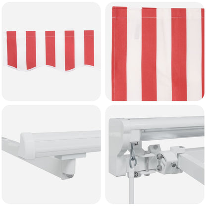 vidaXL Manual Retractable Awning Red and White 4.5 x 3 m