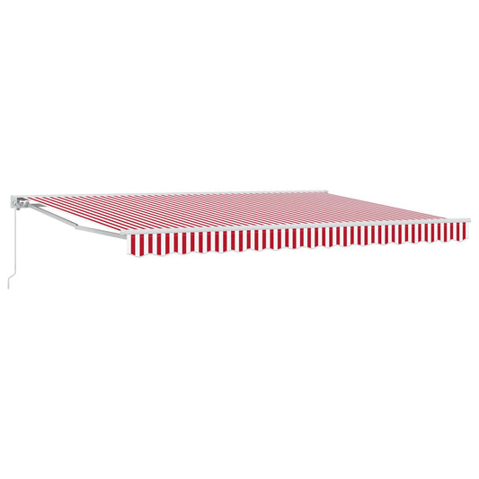 vidaXL Manual Retractable Awning Red and White 4.5 x 3.5 m