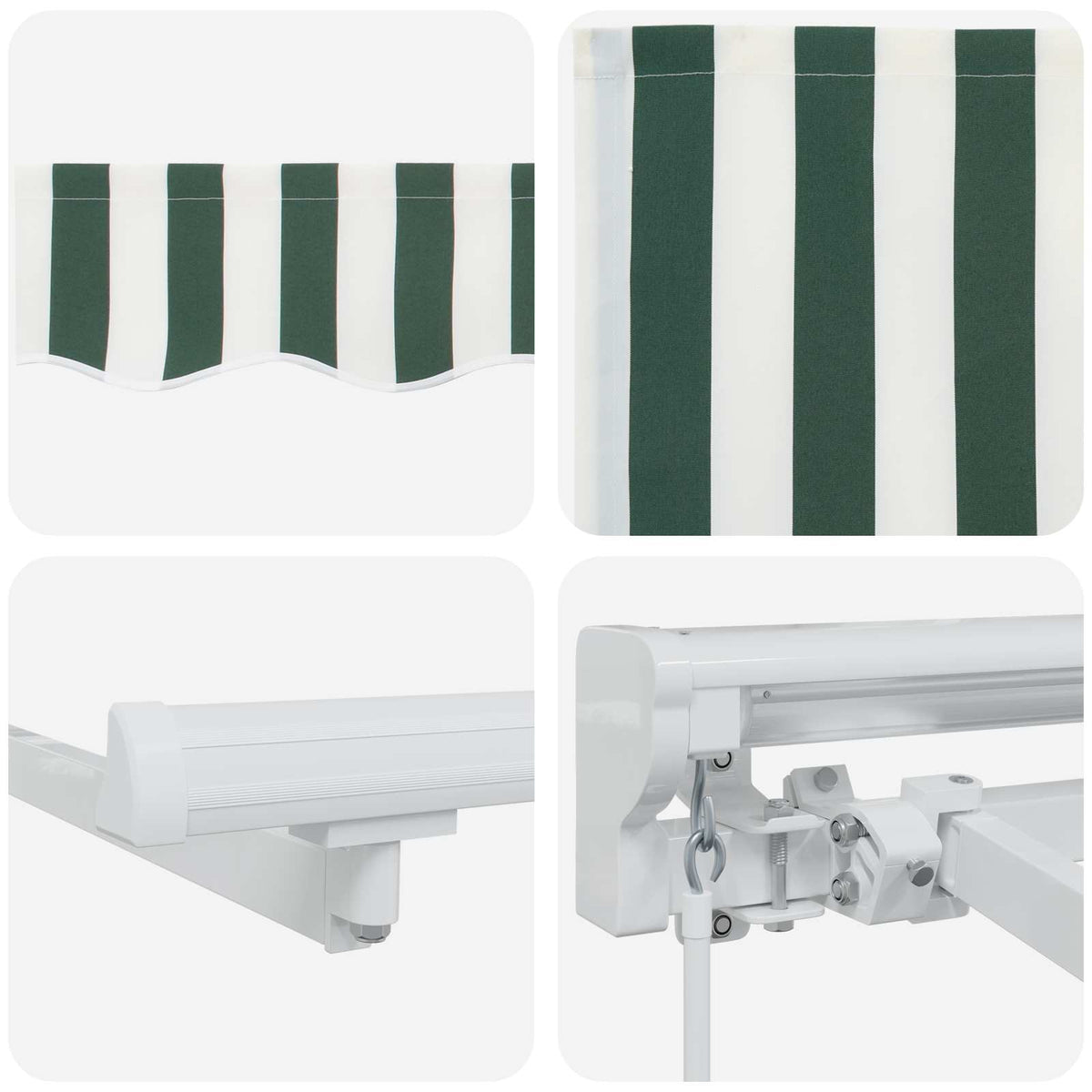 vidaXL Manual Retractable Awning Green and White 5 x 3 m