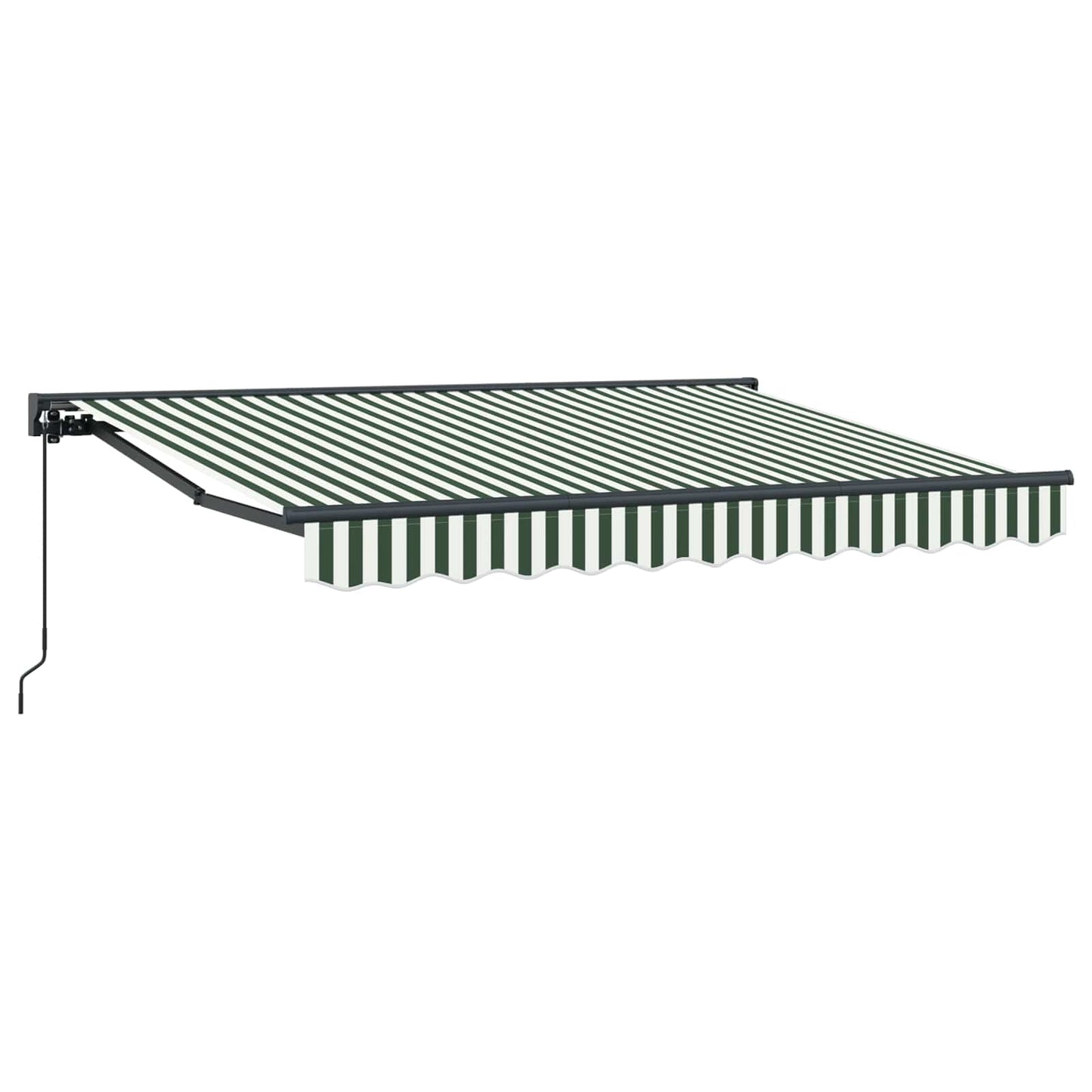 vidaXL Manual Retractable Awning Green and White 2.5 x 2 m