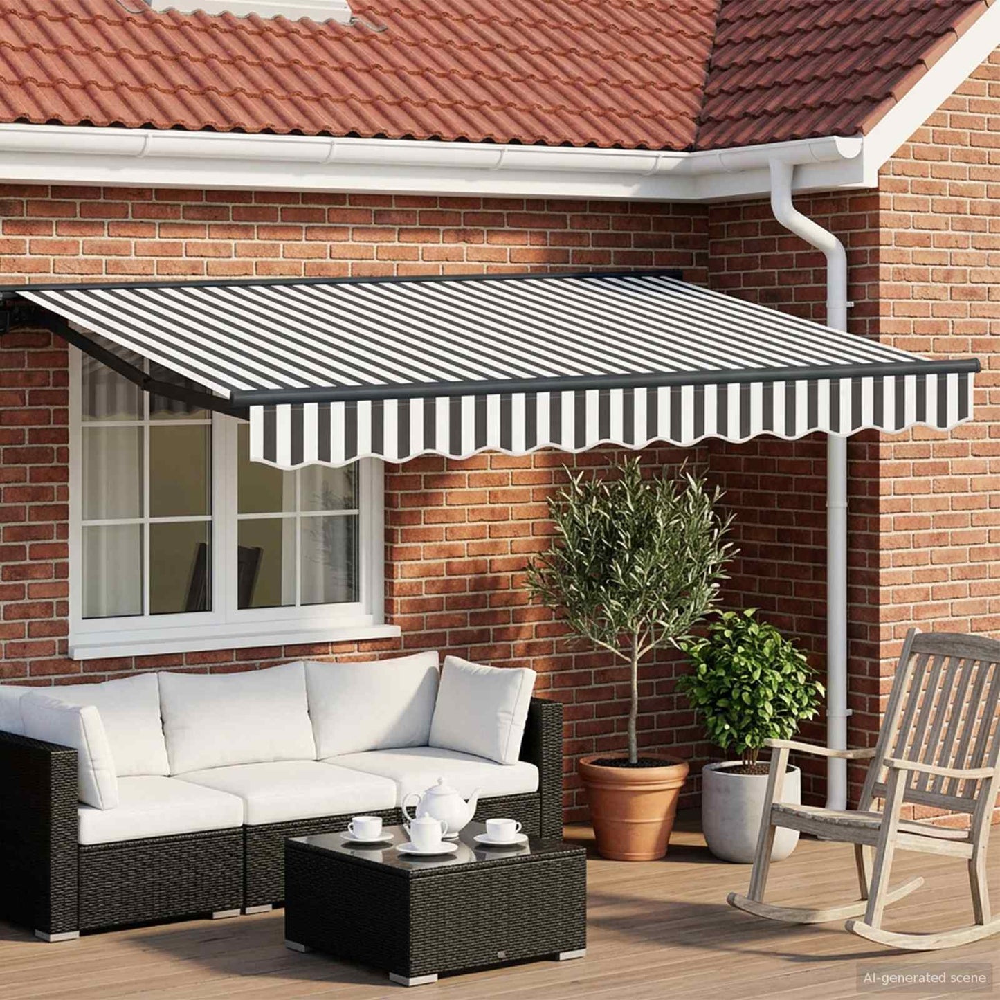 vidaXL Manual Retractable Awning Anthracite and White 3 x 2 m