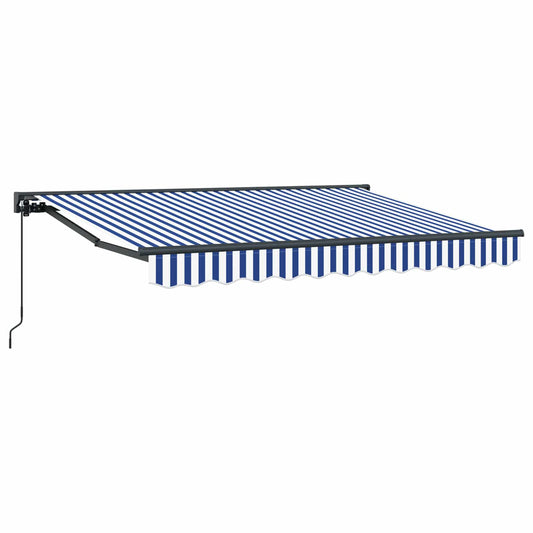 vidaXL Manual Retractable Awning Blue and White 3.5 x 2 m