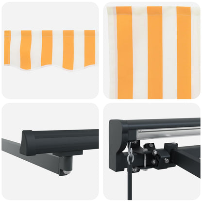 vidaXL Manual Retractable Awning Yellow and White 3.5 x 2 m