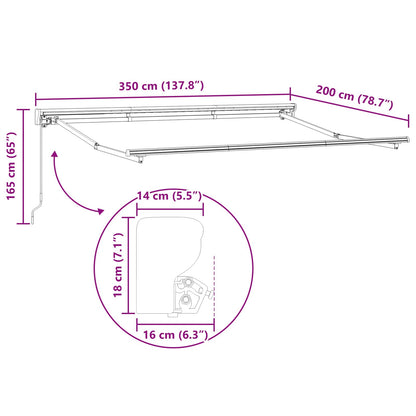 vidaXL Manual Retractable Awning Beige 3.5 x 2 m