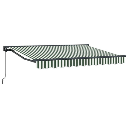 vidaXL Manual Retractable Awning Green and White 3.5 x 2 m