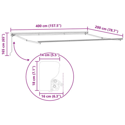 vidaXL Manual Retractable Awning Brown 4 x 2 m