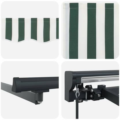vidaXL Manual Retractable Awning Green and White 4 x 2 m