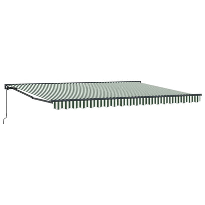 vidaXL Manual Retractable Awning Green and White 4 x 2 m