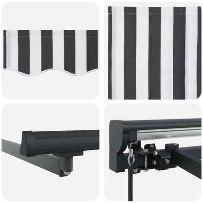 vidaXL Manual Retractable Awning Anthracite and White 4 x 3.5 m