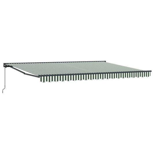 vidaXL Manual Retractable Awning Green and White 4 x 3.5 m