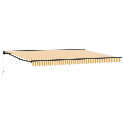 vidaXL Manual Retractable Awning Yellow and White 4.5 x 3.5 m