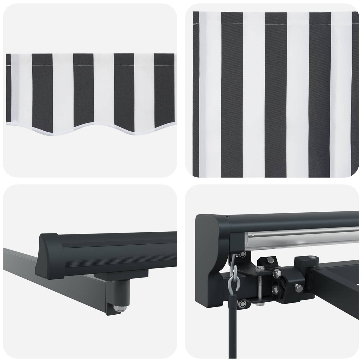 vidaXL Manual Retractable Awning Anthracite and White 5 x 3.5 m
