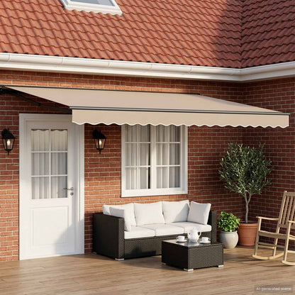 vidaXL Manual Retractable Awning Beige 5 x 3.5 m