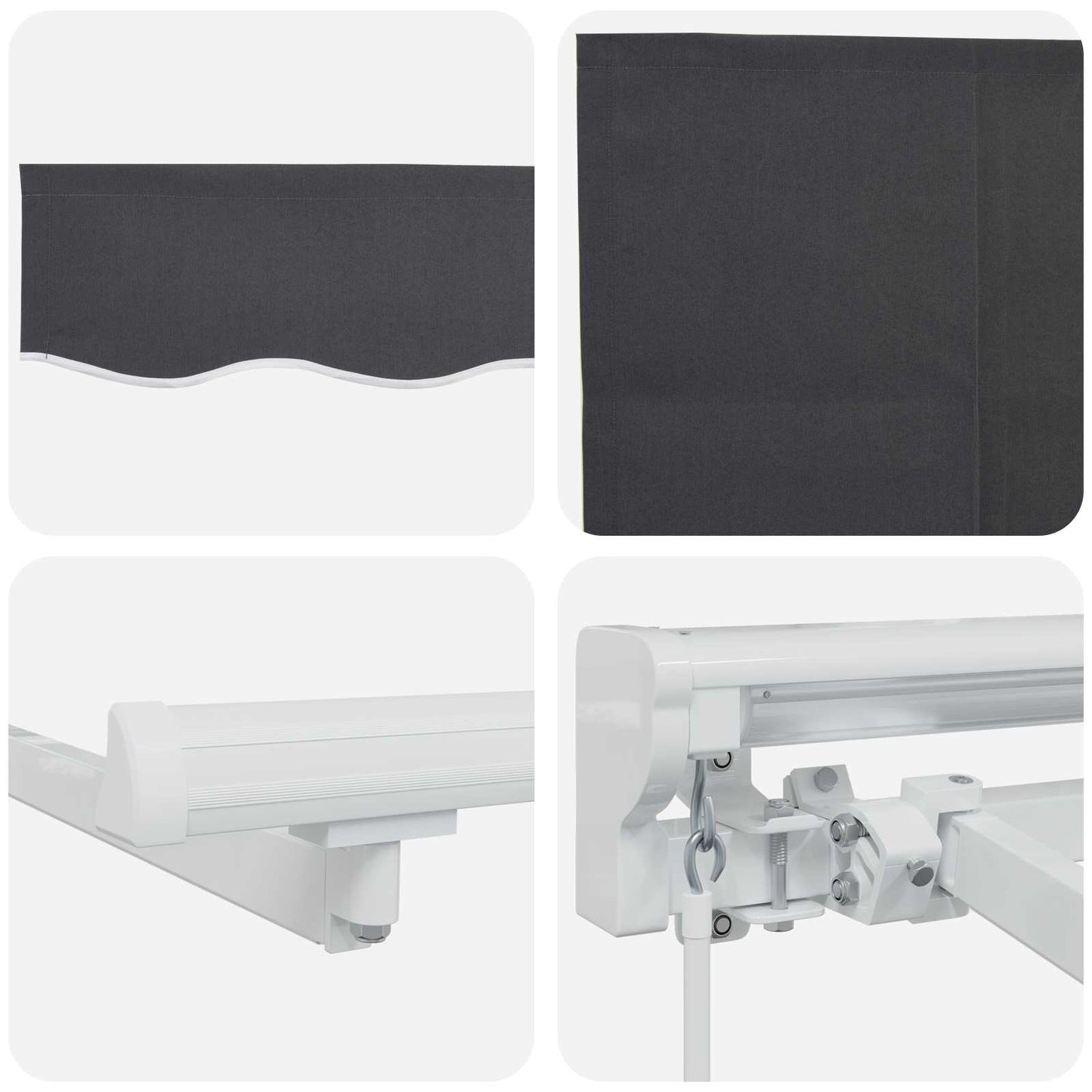 vidaXL Manual Awning Frame with LEDs White and Anthracite 2.5 x 2 m