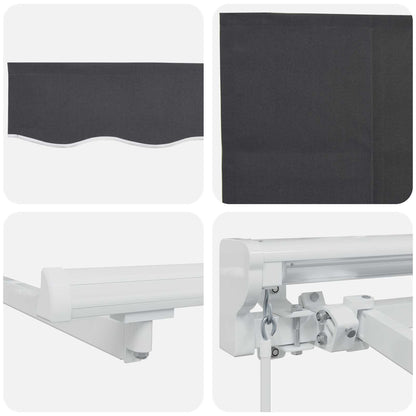 vidaXL Manual Awning Frame with LEDs White and Anthracite 2.5 x 2 m