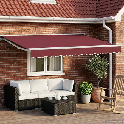 vidaXL Manual Awning Frame with LEDs Burgundy and White 2.5 x 2 m