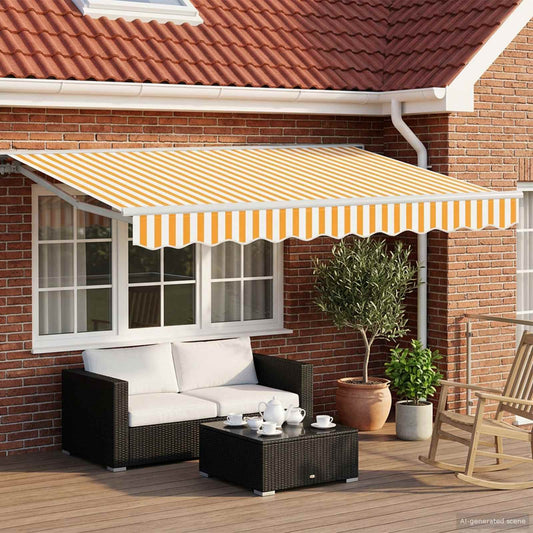 vidaXL Manual Awning Frame with LEDs Yellow and White 3.5 x 2 m