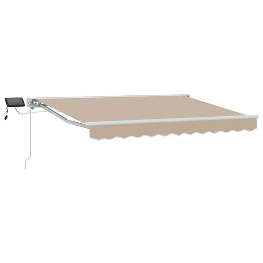 vidaXL Manual Awning Frame with LEDs Beige and White 3.5 x 2 m