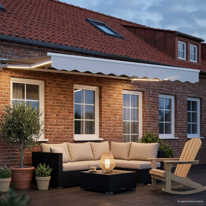 vidaXL Manual Awning Frame with LEDs White 3.5 x 2 m
