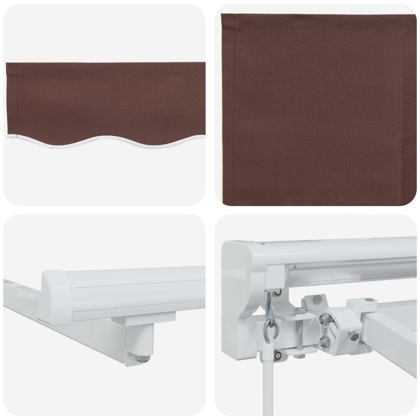 vidaXL Manual Awning Frame with LEDs Brown and White 4 x 2 m