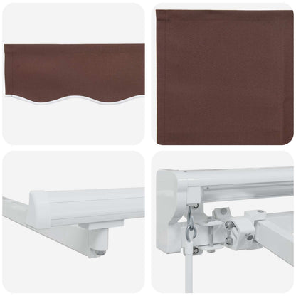 vidaXL Manual Awning Frame with LEDs Brown and White 4 x 2 m