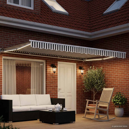 vidaXL Manual Awning Frame with LEDs Anthracite and White 4 x 2 m