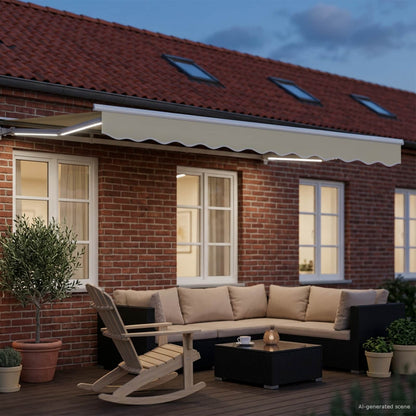 vidaXL Manual Awning Frame with LEDs Cream and White 3 x 2.5 m