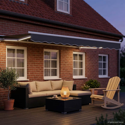 vidaXL Manual Awning Frame with LEDs White and Anthracite 3 x 2.5 m