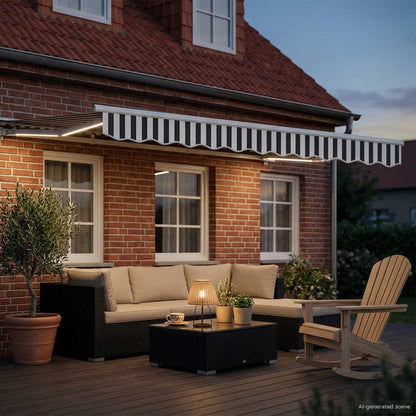 vidaXL Manual Awning Frame with LEDs Anthracite and White 3 x 2.5 m