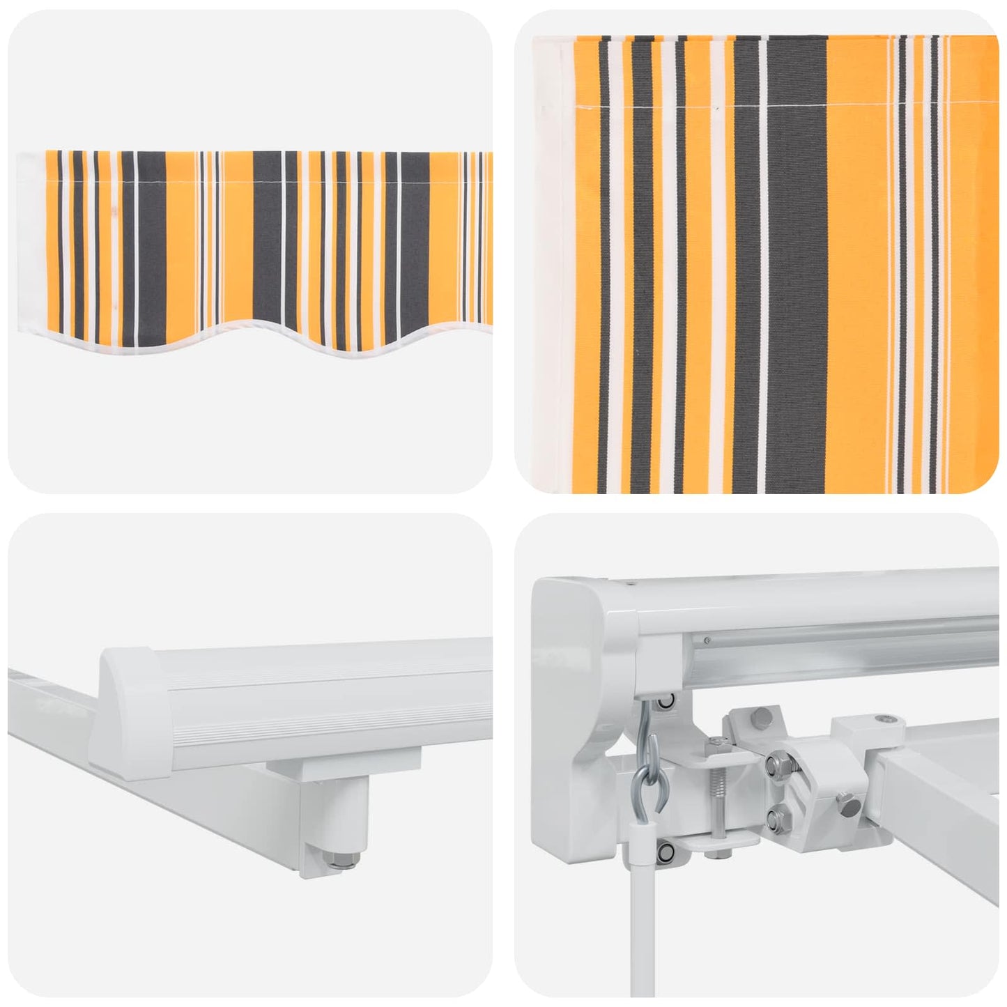 vidaXL Manual Awning Frame with LEDs Yellow, Grey and White 3 x 2.5 m