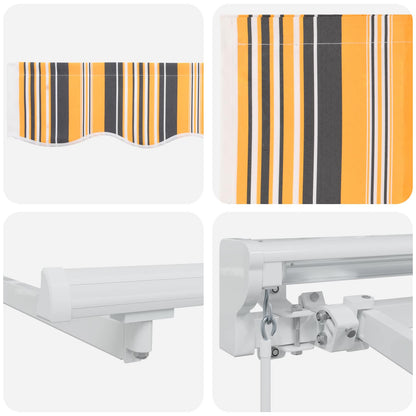 vidaXL Manual Awning Frame with LEDs Yellow, Grey and White 3 x 2.5 m