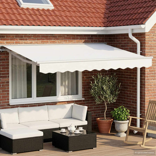 vidaXL Manual Awning Frame with LEDs White 3 x 2.5 m