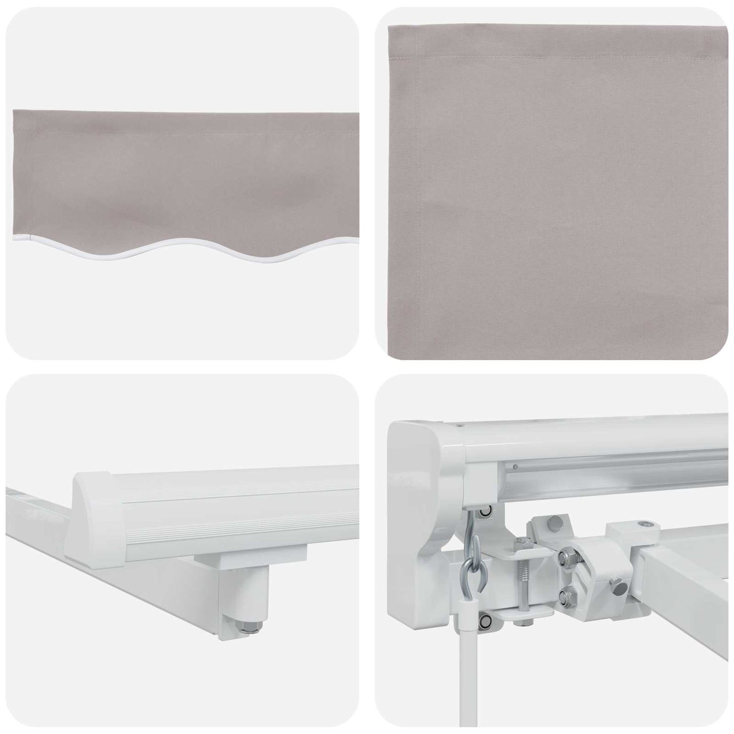 vidaXL Manual Awning Frame with LEDs Light Grey and White 3 x 2.5 m