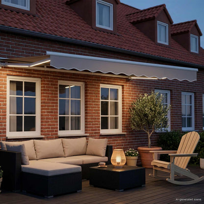 vidaXL Manual Awning Frame with LEDs Light Grey and White 3 x 2.5 m