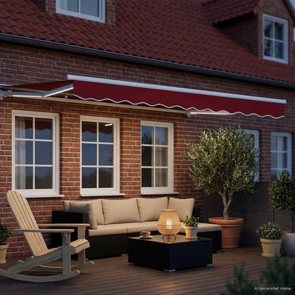 vidaXL Manual Awning Frame with LEDs Red and White 3 x 2.5 m
