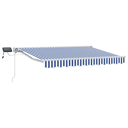 vidaXL Manual Awning Frame with LEDs Blue and White 3.5 x 2.5 m