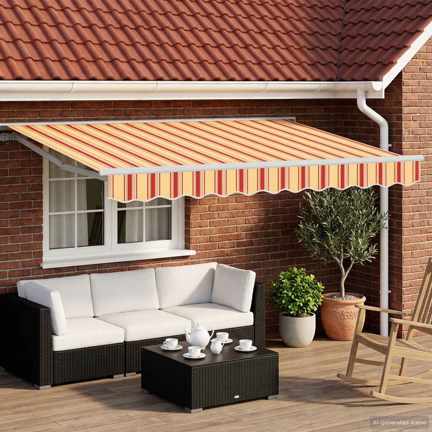 vidaXL Manual Awning Frame with LEDs 3.5 x 2.5 m