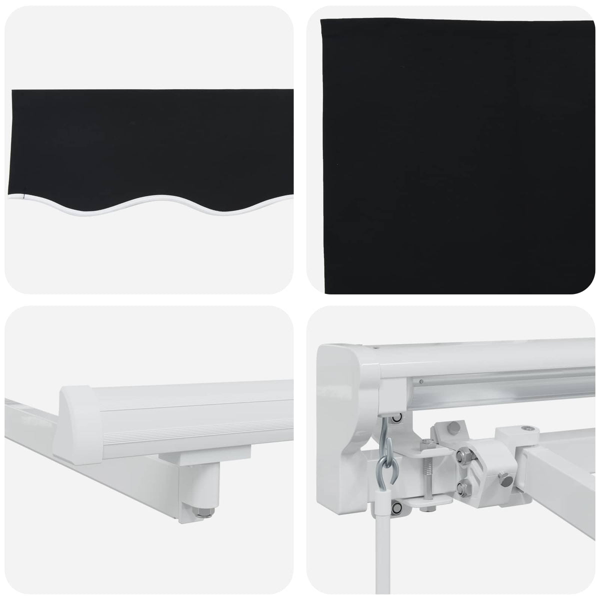 vidaXL Manual Awning Frame with LEDs Black and White 3.5 x 2.5 m