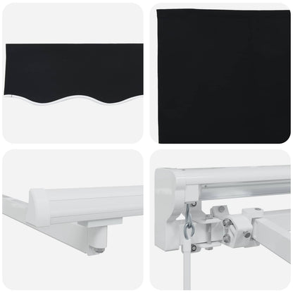 vidaXL Manual Awning Frame with LEDs Black and White 3.5 x 2.5 m