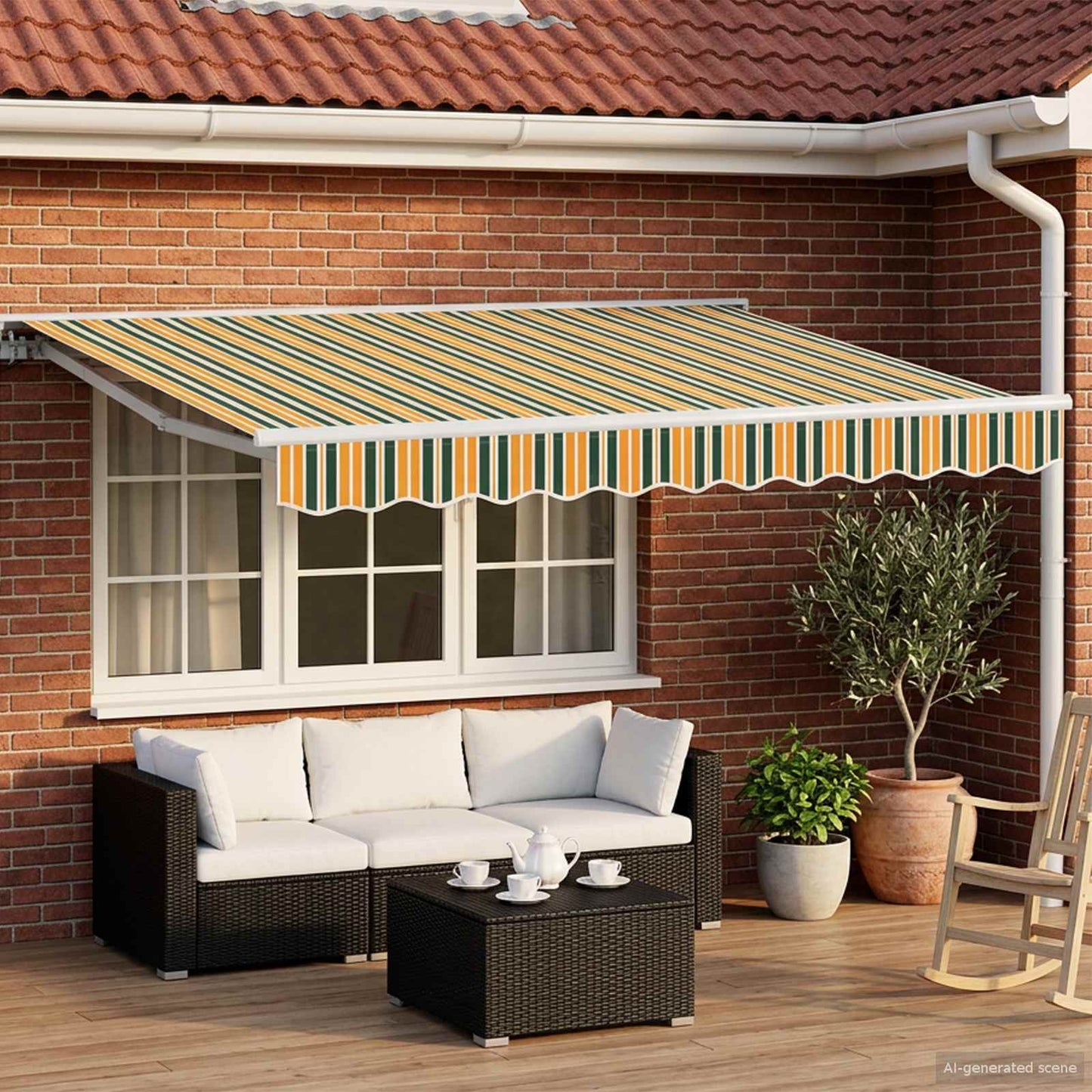 vidaXL Manual Awning Frame with LEDs 3.5 x 2.5 m