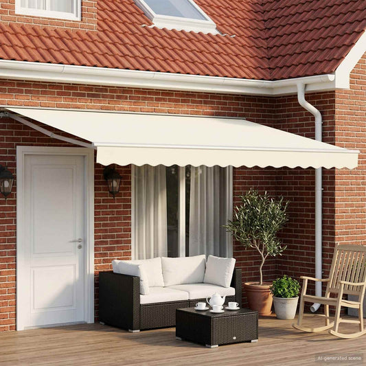 vidaXL Manual Awning Frame with LEDs Cream and White 4 x 3 m