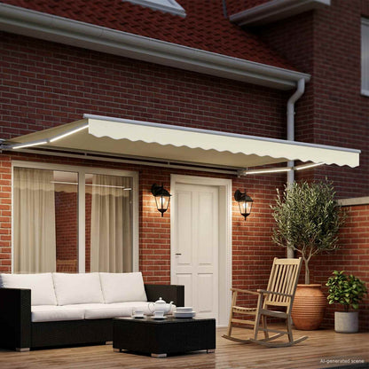 vidaXL Manual Awning Frame with LEDs Cream and White 4 x 3 m
