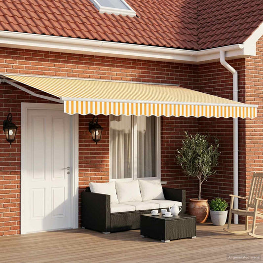 vidaXL Manual Awning Frame with LEDs Yellow and White 4 x 3 m